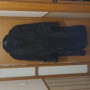 Monterey Fashions Dark Brown Full Length Faux Mink Fur Coat